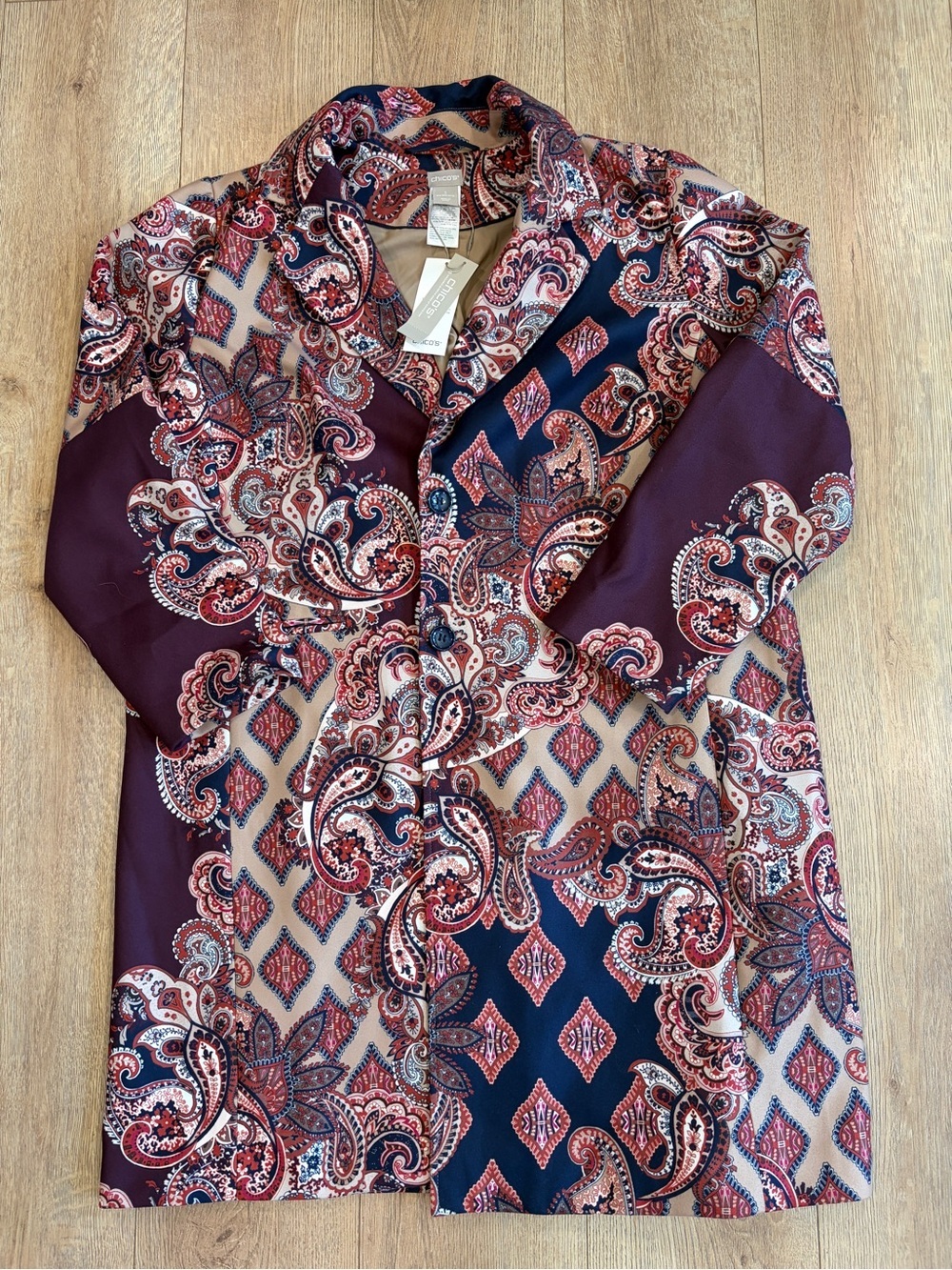 Chico’s Paisley Drama Coat Jacket Size 3 US 16/18 NWT